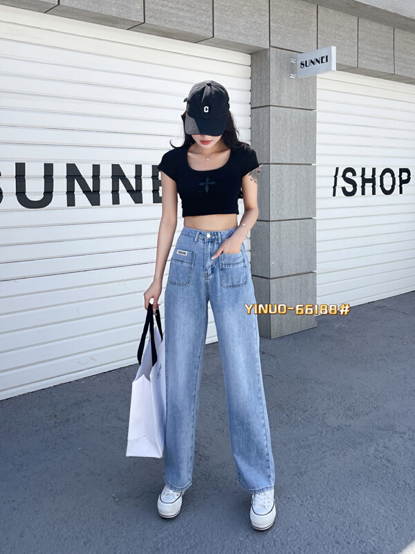 [Yinuo Yinuo jeans] straight tube loose fit versatile jeans 66188\zjy