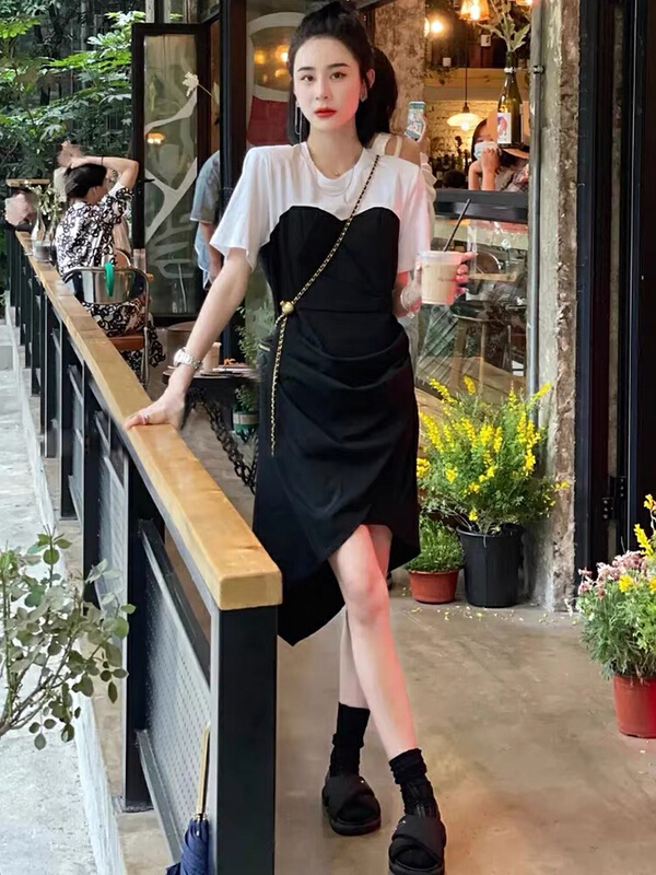 [jun.t] irregular splicing shows thin temperament suit dress 6110\pcz