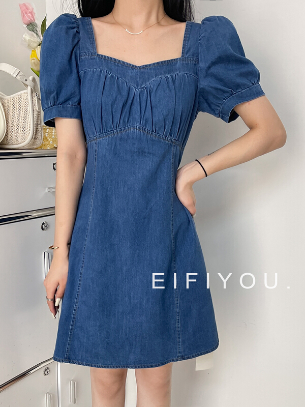 [EI fi you] back cross denim dress 5093\lsl
