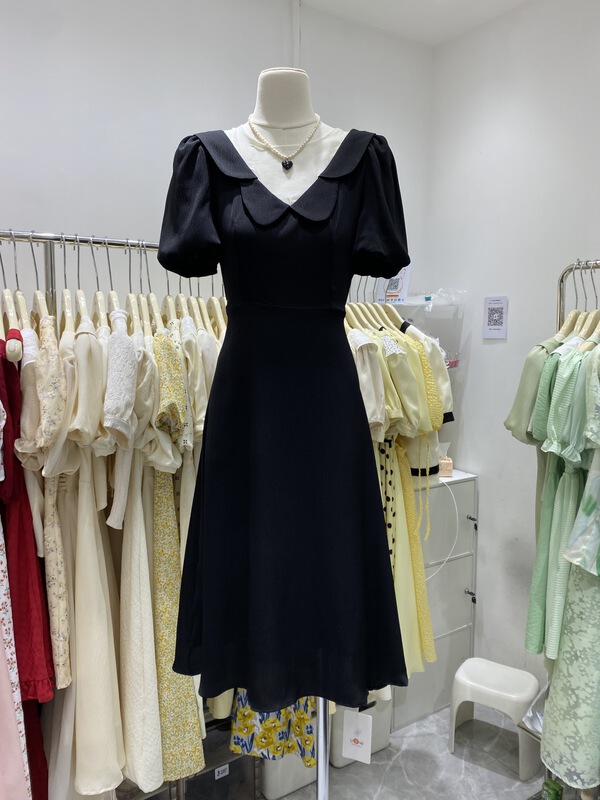 [u.me] elegant style bubble sleeve dress 58005\hjy