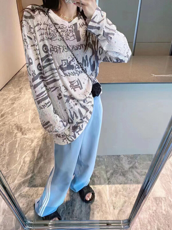 [GL] crew neck versatile printed casual long sleeve T-shirt 3233\xyy