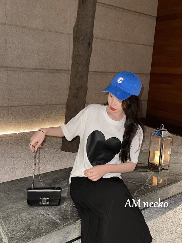 New year in early spring! [am Gardenia] pleated light pleated skirt ➕ Popular love printed short sleeve T-shirt set 3375\xyy