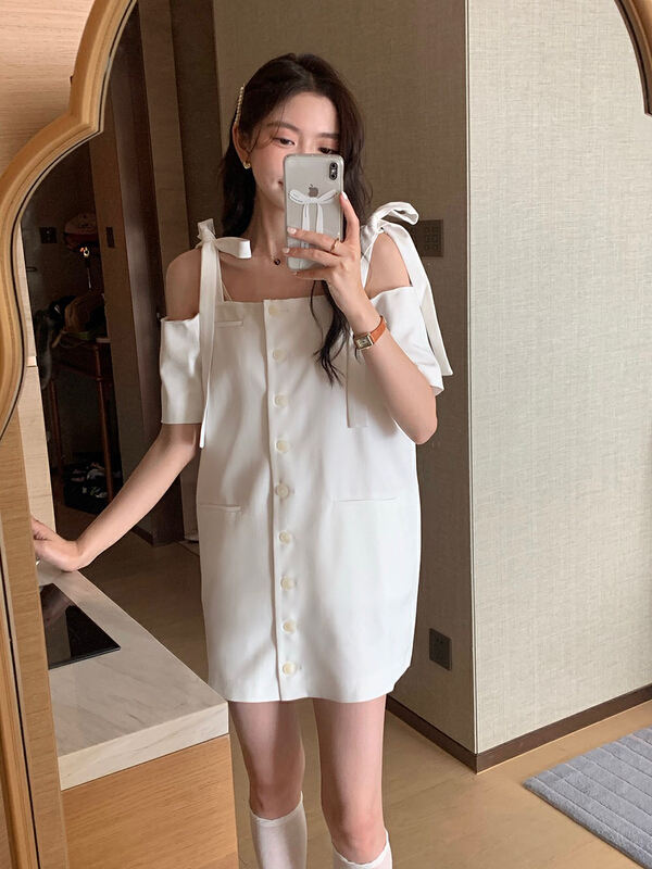 [lu+] off shoulder design single breasted suit dress 952\hjy