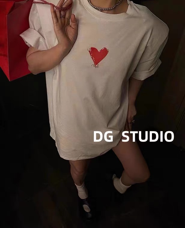 [w+] love Pullover printed short sleeve T-shirt 5008\wtt