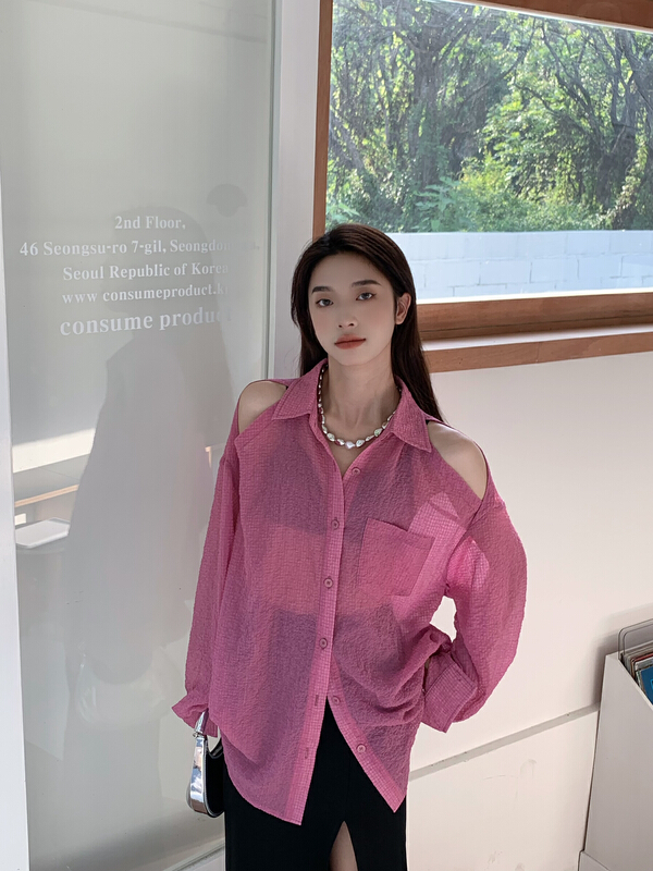 [rainbow] popular special fabric shoulder leakage sunscreen shirt 5271-1\t