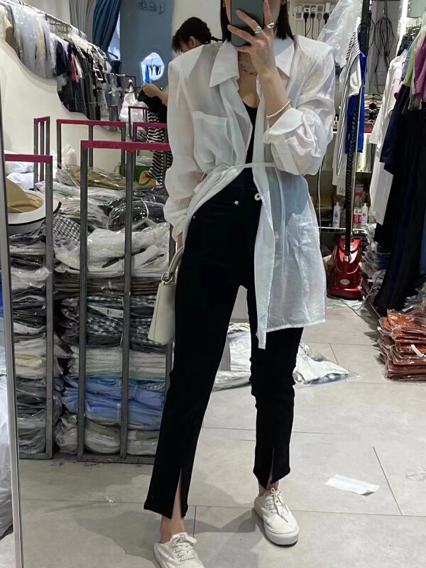 [plain blue] elastic straight tube slim casual jeans 35356\lsl