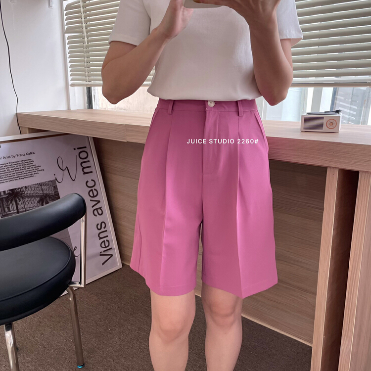 [juice] simple pleated trousers, cropped shorts 2260