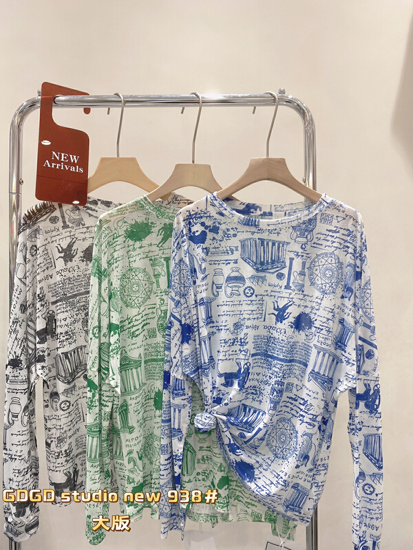 [gdgd] fashion round neck ice mesh sunscreen shirt 938\wtt