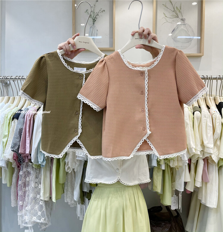 [Max original] simple temperament lace shirt 98366\hbx