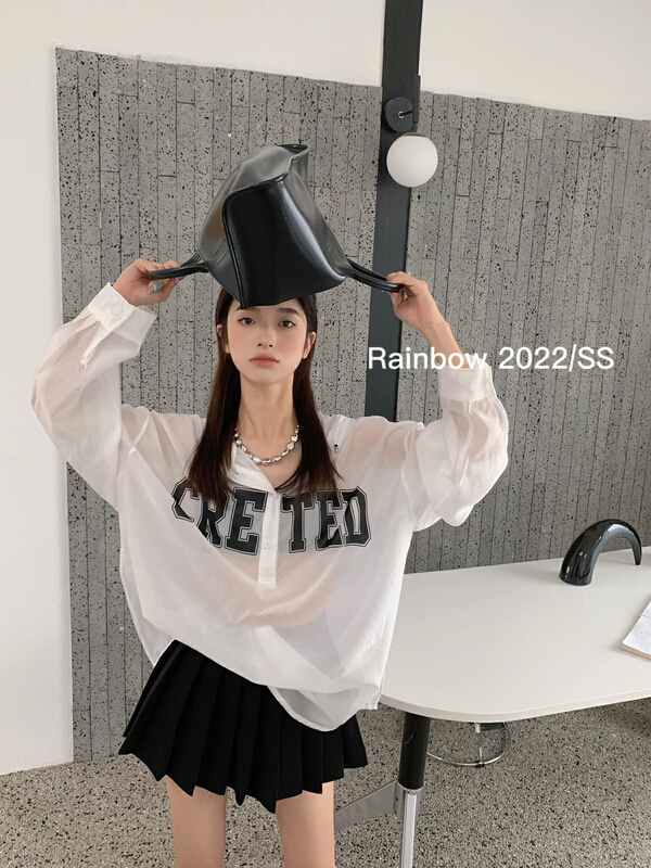 [rainbow] Tencel letter hooded sunscreen shirt 5276\wtt