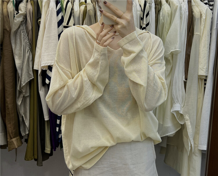 [h-xl] V-neck loose comfortable long sleeve T-shirt m3053\ll