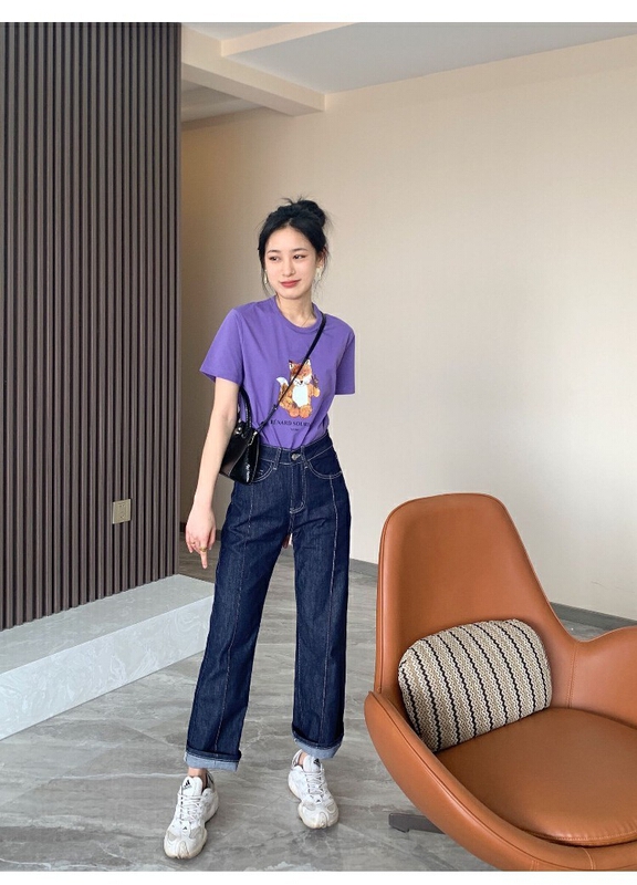 [AI x2 jeans] slim straight tube high waist comfortable jeans 3713\hjy