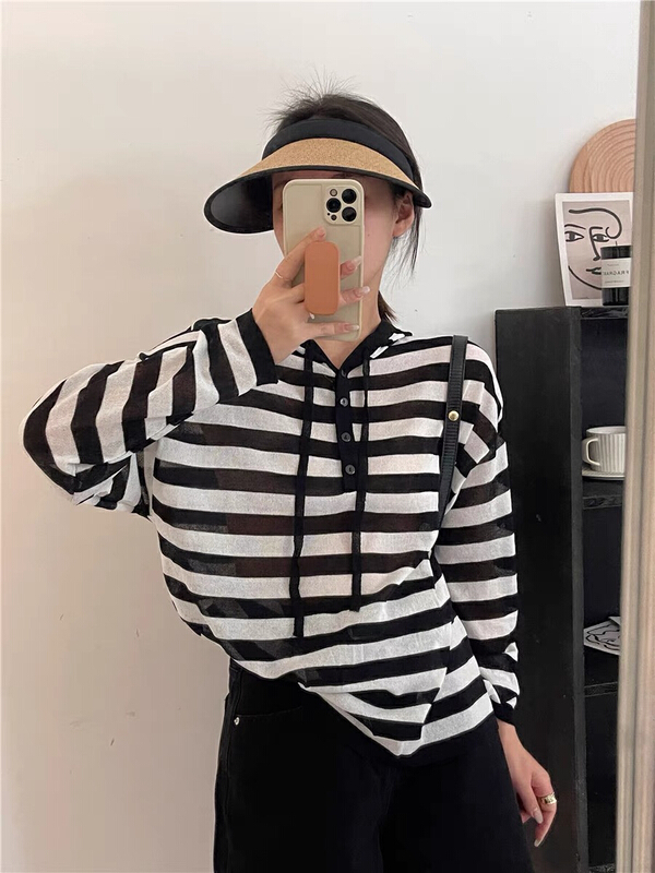 [f · P] striped loose fit T-shirt 1671\hbx