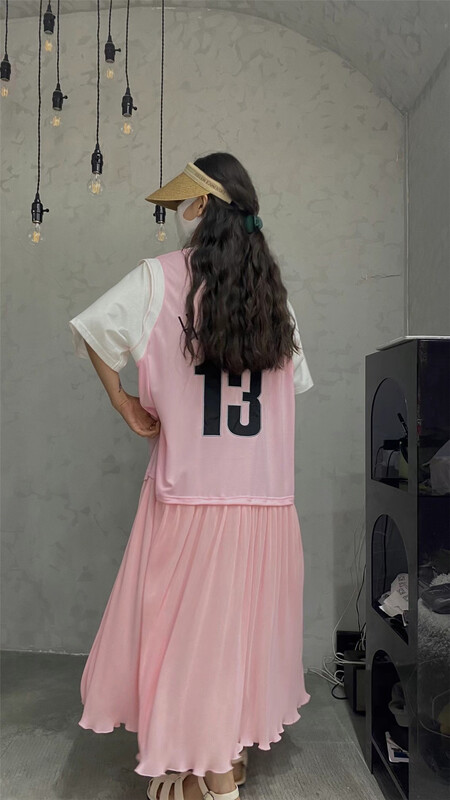 [hongniuniu] casual simple loose stitched dress 9594\y