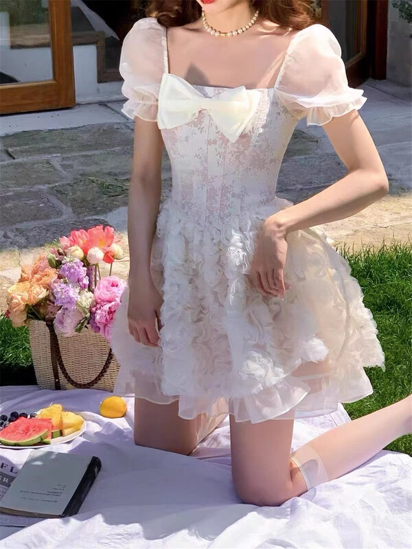 [clothing] heavy industrial pure bubble sleeve dress 1038\pcz
