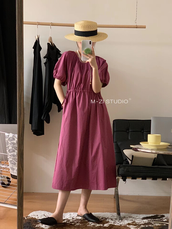 In early summer! [m.zi studio] drawstring waist slimming dress 6882\hbx