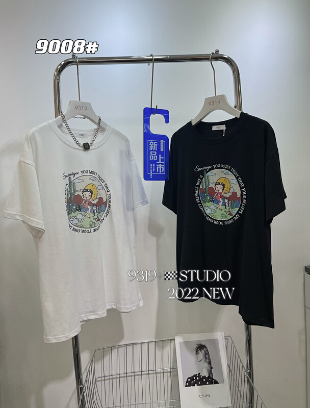[9319] retro cartoon printed short sleeve T-shirt 9008\l