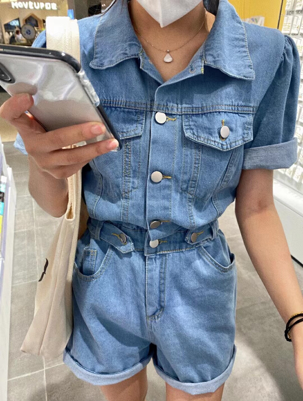[Dandan] Korean version loose waisted cowboy Jumpsuit (only selling Jumpsuit) a9302\lsw