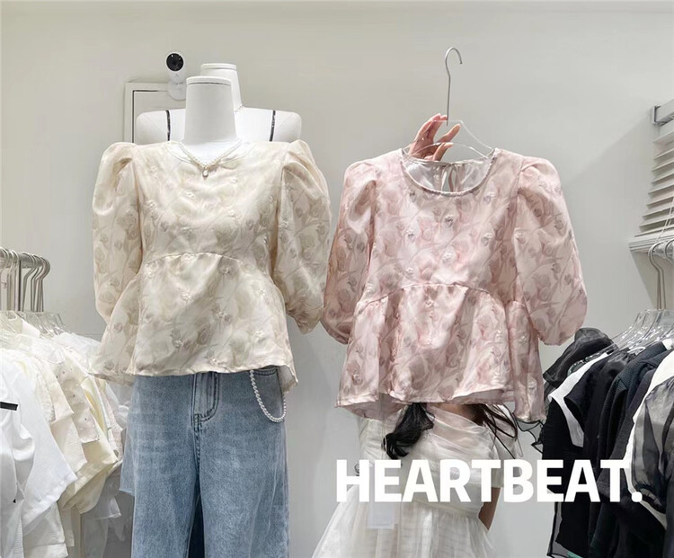 [hearteat] crew neck Decor temperament shirt (only selling shirts) 5109\zjy
