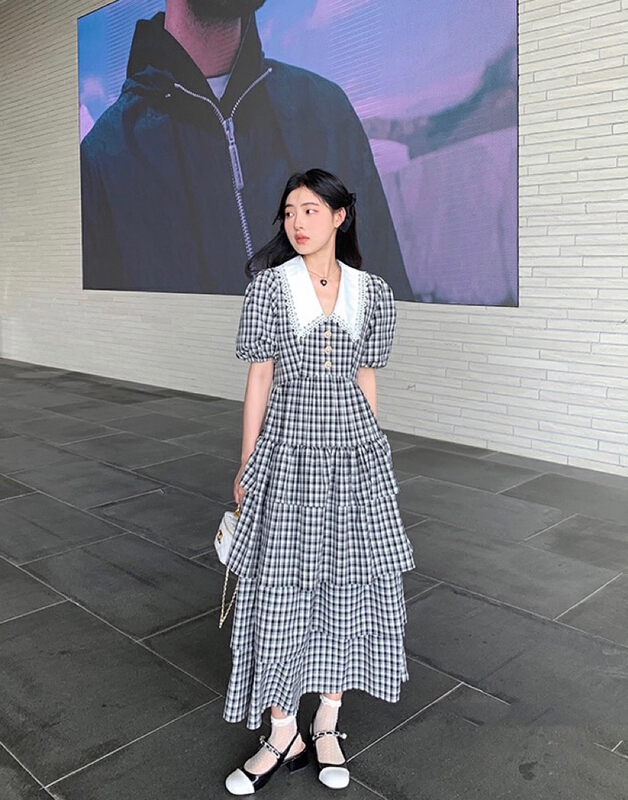 [savage] heavy industry Lapel baby collar lace edge dress e8285\wpl