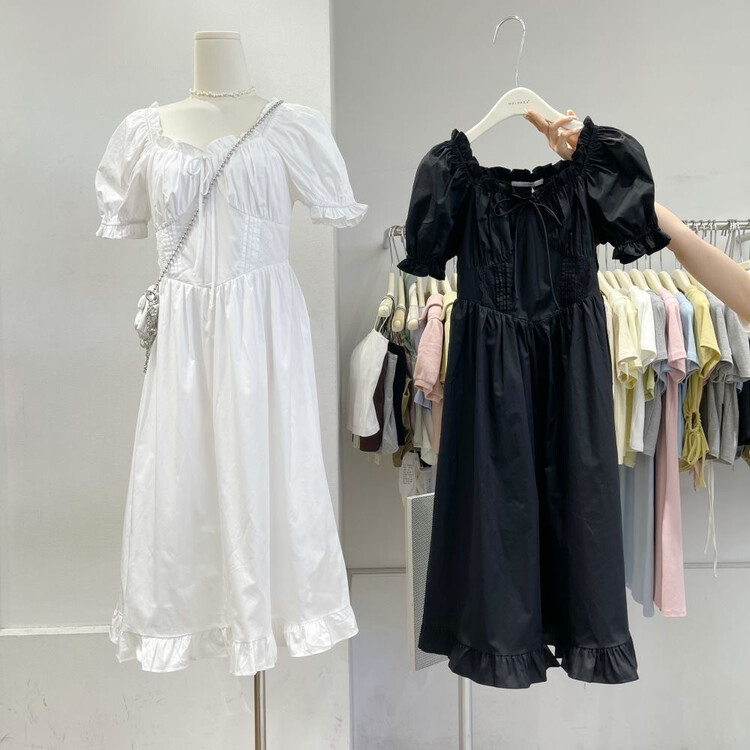 Original price 63.16! [morada] French slim bubble sleeve dress 601217\xyy