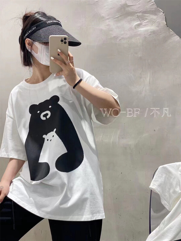 [Qianxi 88 store] casual simple loose printed short sleeve T-shirt ys1-313\xyy