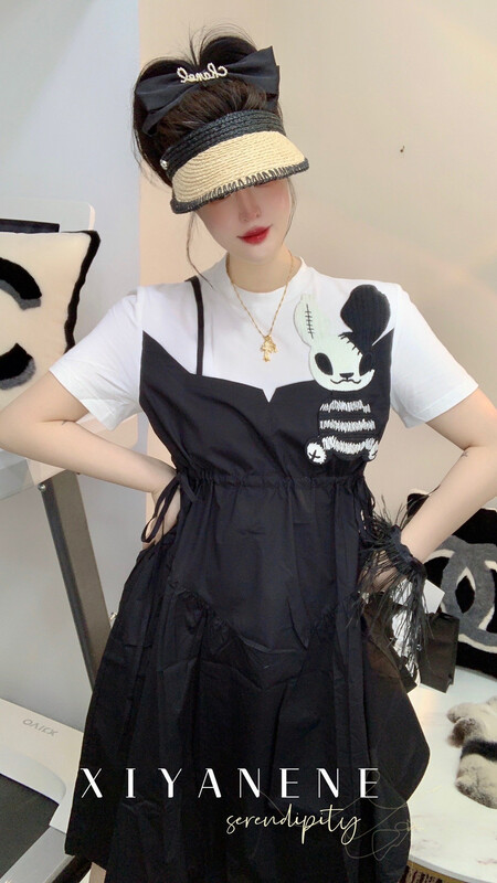 [m.zz] a small crowd designed two lovely rabbit embroidered fake dresses 9096\lsw