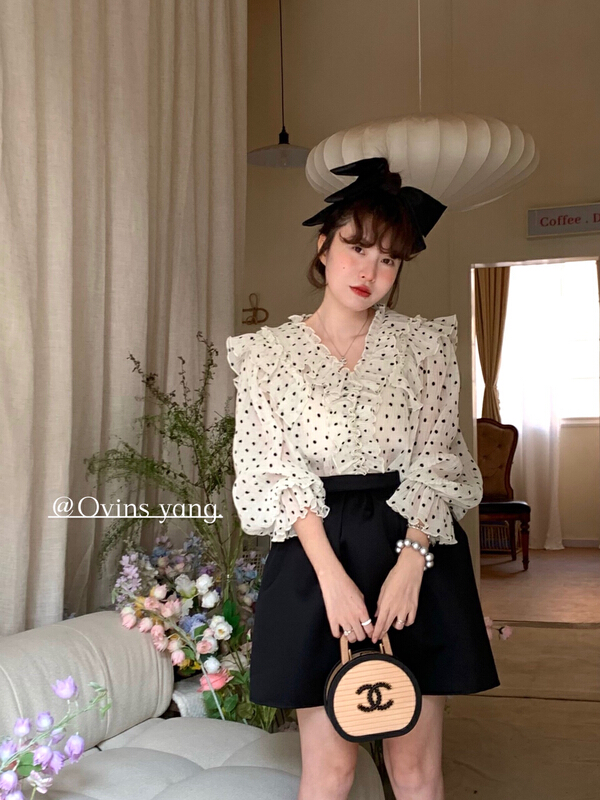 [ovinsyang] wave point fashion versatile shirt 8736\wtt