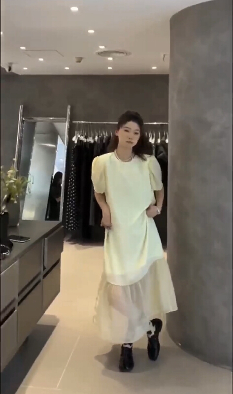 [mi ni] temperament stitched mesh dress 1131\pcz