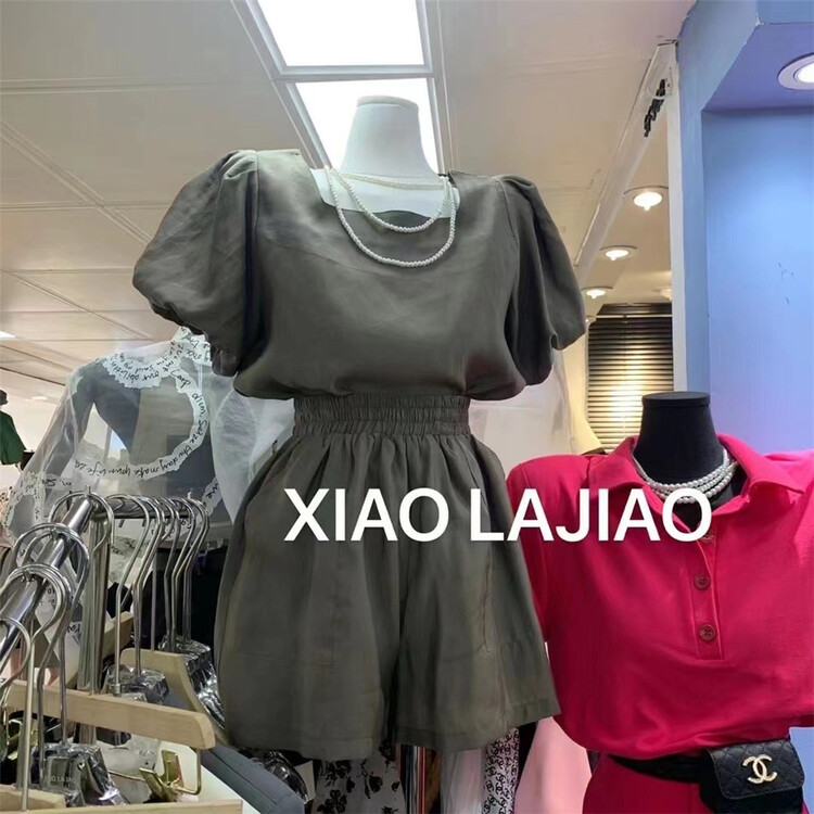 [pepper] simple foreign style shirt + loose casual Shorts Set 828\pcz