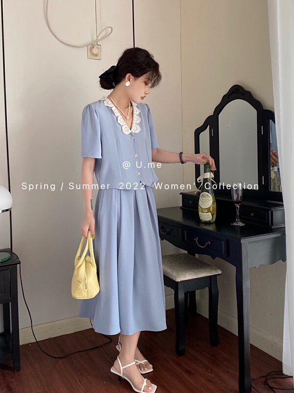 In early summer! [u.me] elegant lace small Lapel shirt (excluding skirt) 63620\hjy