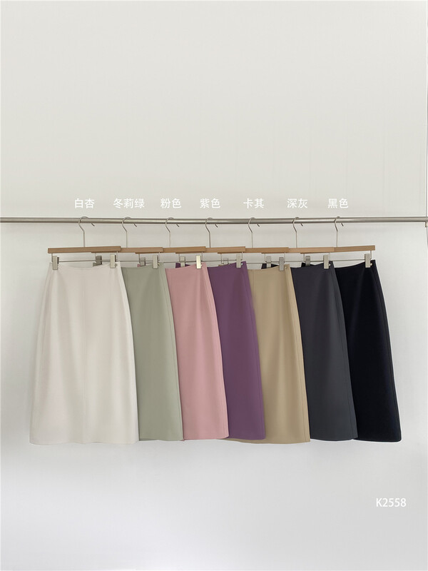 [simnice] Korean soft wind clean color medium length skirt k2558\zxx