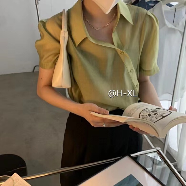 [h-xl] diagonal button comfortable Korean shirt 3626\ll