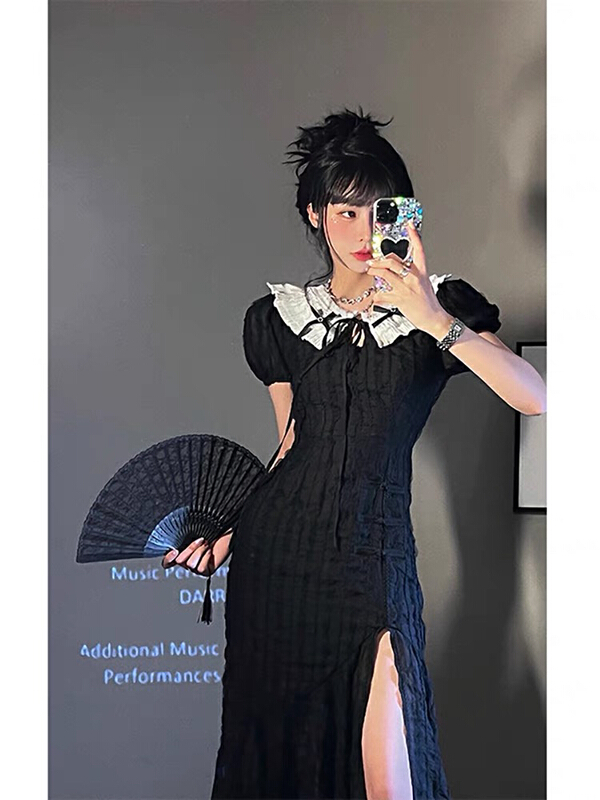 [jun.t] French slit slim dress 6089\pcz