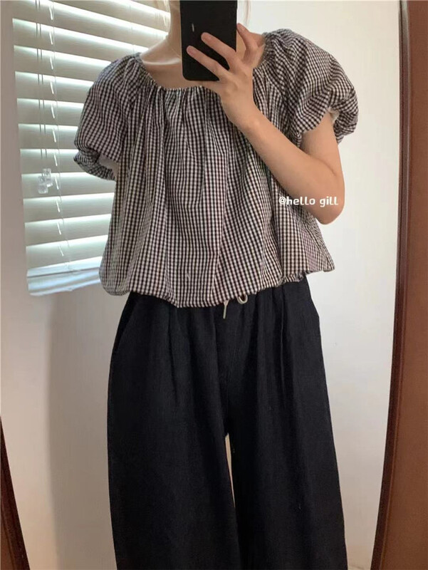 [gill] French design bubble sleeve shirt 7057\zjy