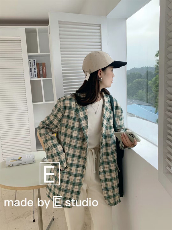 New year in early spring! 【E】 Korean casual Plaid suit 68038\xyy