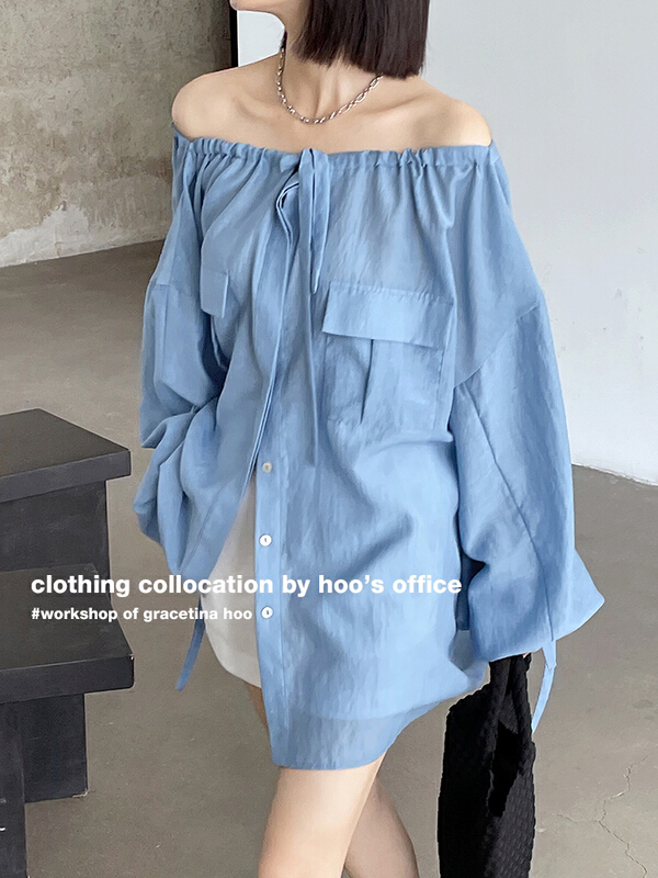 [gracetina Hoo] design one shoulder strap shirt cs5192