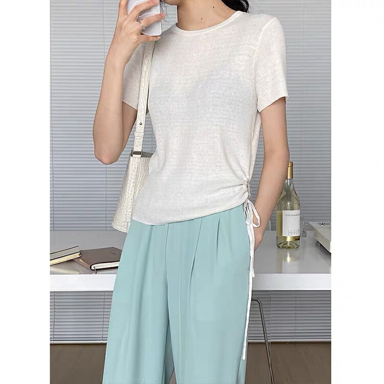 [love] slim design drawstring ice silk sweater m0591\l