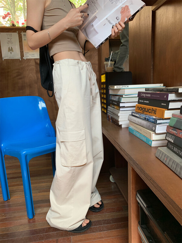 [Bella Bella] Korean style large pocket tooling drawstring casual pants ys1-3005\wtt