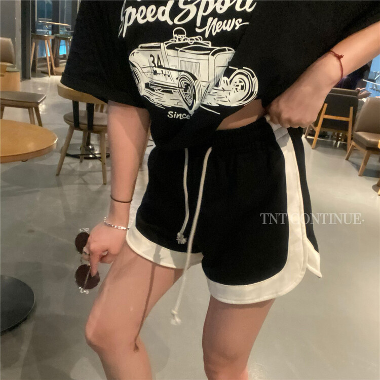 [TNT continue] color blocking lace up versatile casual shorts 60062\l