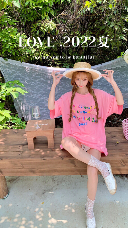 [love] ice silk print casual versatile short sleeve T-shirt 936\wtt
