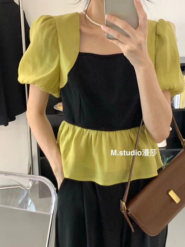 [MSTUDIO MANSA] elastic stitching versatile comfortable shirt 889\ll