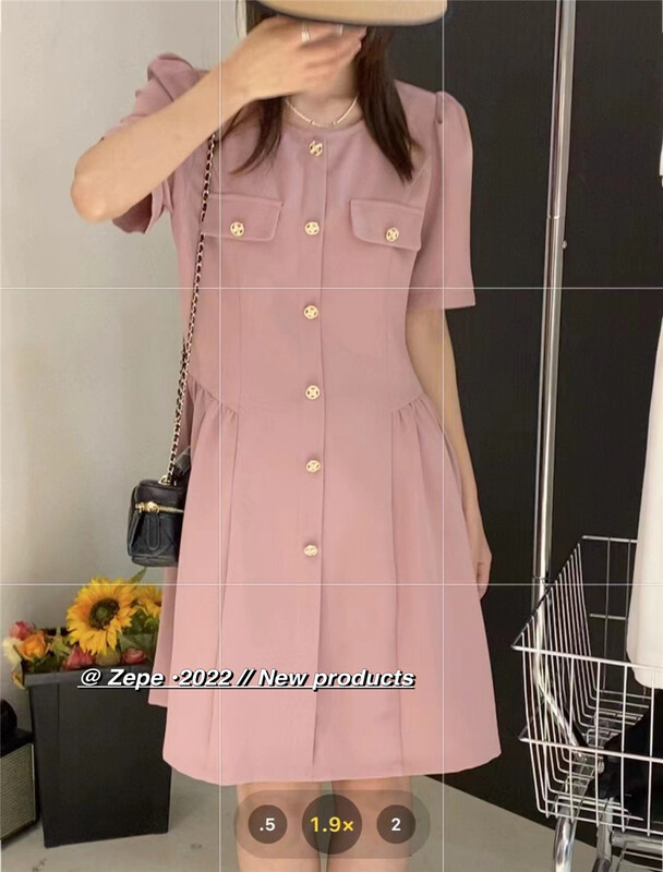 [Ze] round neck single breasted lady dress 8695\ll