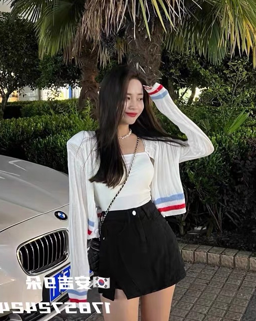 [DL] simple and fashionable color contrast single breasted knitted cardigan 68016\wtt