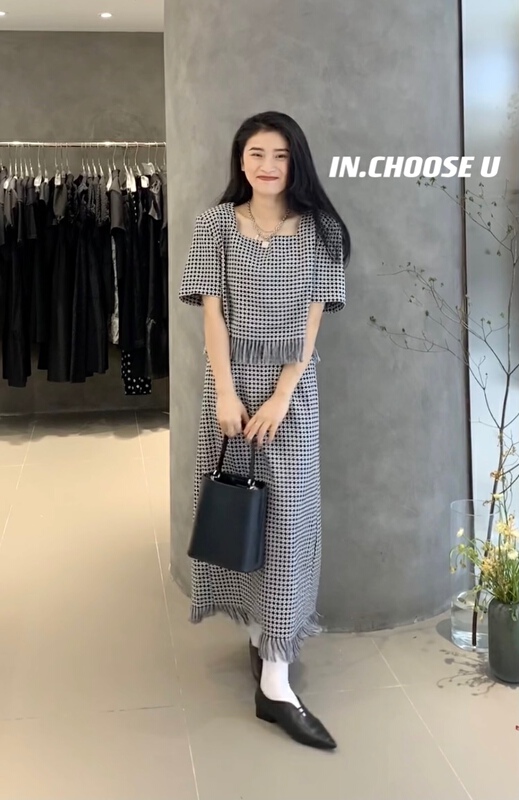[in.choose u] square neck temperament shirt + slim skirt suit 69311\zxl