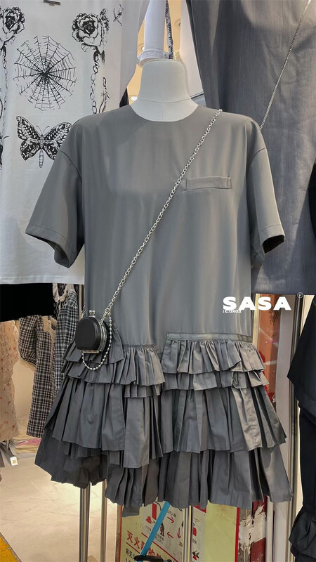 【 Sasa 】 heavy industry Chiffon Pleated Dress (with bag) 770\pcz