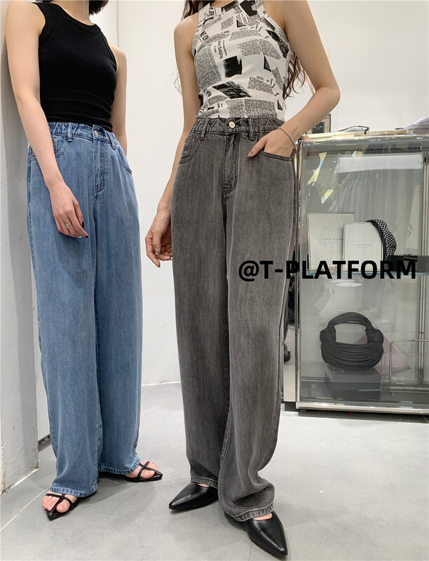 [t-platform] Korean wide leg versatile ins jeans 8337\zxx
