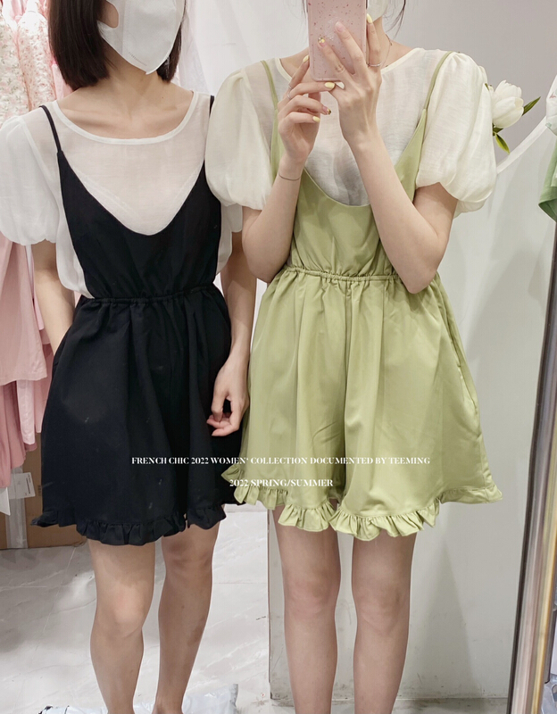 [teem ing] design sense aging shirt + loose and comfortable suspender suit 22t310\hjy