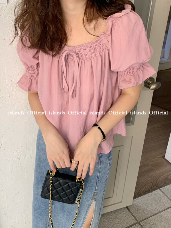 [islands. Island] simple solid color loose shirt 6089\l