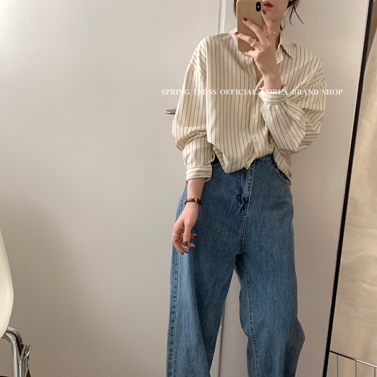 New year in early spring! [Imiss] versatile striped single breasted shirt (shirt only) cx6237\lsw